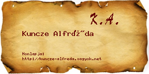 Kuncze Alfréda névjegykártya